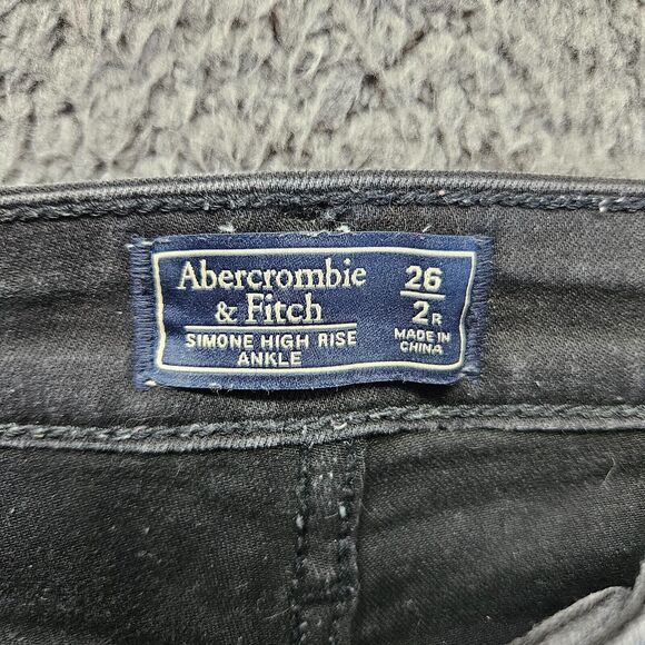 Abercrombie &‎ Fitch Jeans Women Size 26/2 Black Simone High Rise Ankle Skinny - Picture 7 of 9